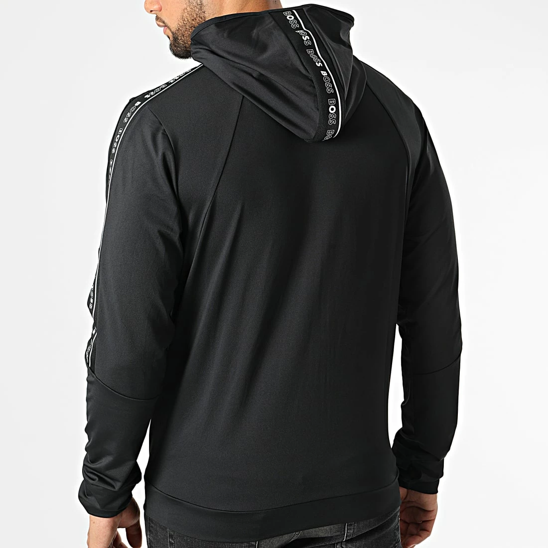 Meilleure affaire ⌛ Veste Zippée Capuche A Bandes Sicon Gym 50472367 Noir de BOSS 🥰 – Image 4