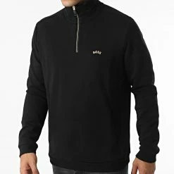 Tout neuf 🌟 Sweat Col Zippé 50477123 Noir de BOSS 🌟