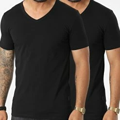 Promo ⌛ Lot De 2 Tee 👚 Shirts Col V 50475292 Noir de BOSS 👍