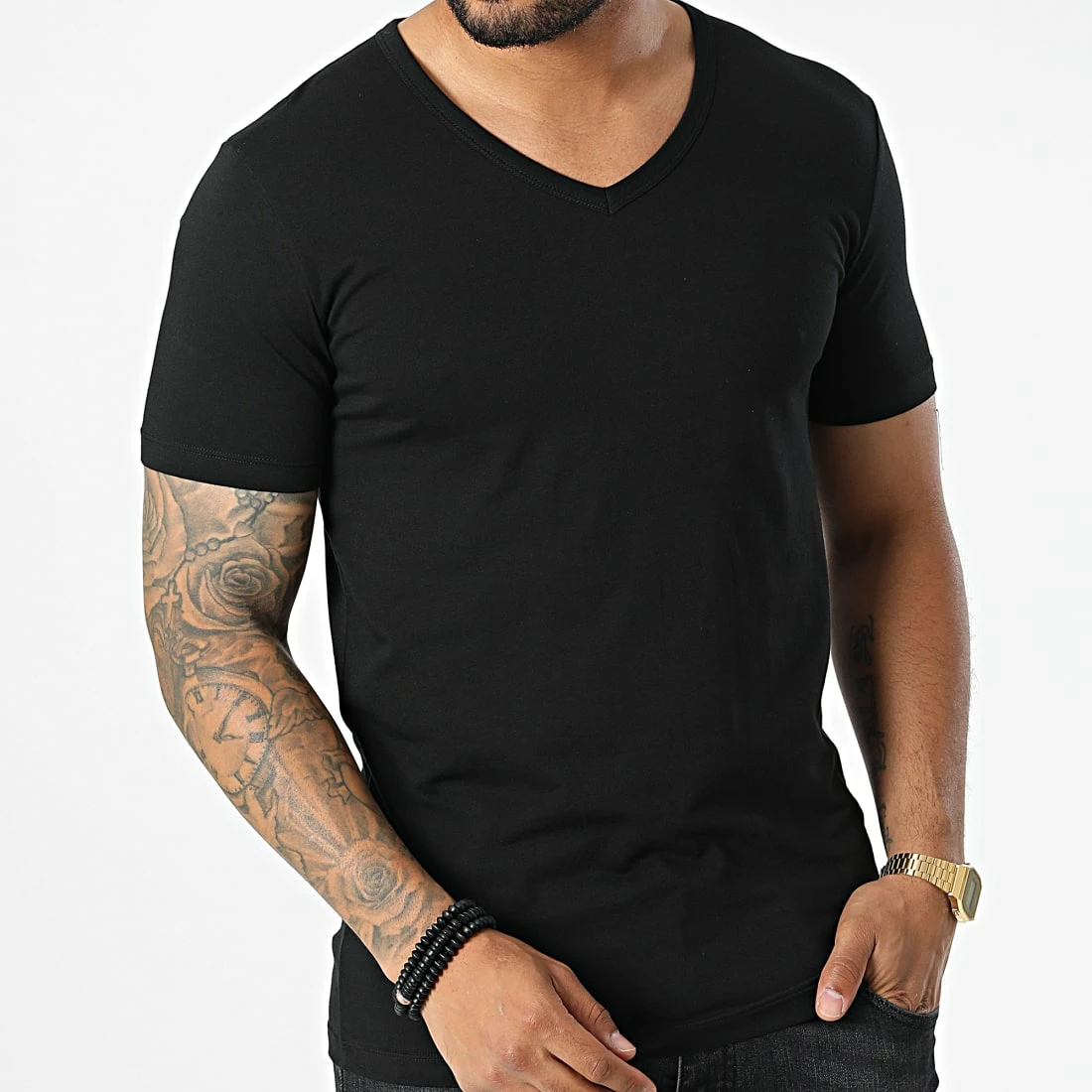 Promo ⌛ Lot De 2 Tee 👚 Shirts Col V 50475292 Noir de BOSS 👍 – Image 3