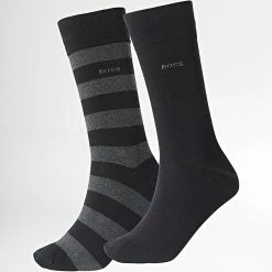 De gros ✔️ Lot De 2 Paires De Chaussettes 50467712 Noir de BOSS 🤩