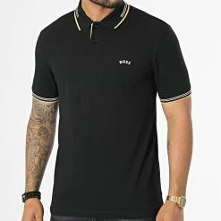 Sortie 🔥 Polo Manches Courtes 50469245 Noir Orange de BOSS 🔔