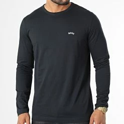 Promo 👏 Tee 👚 Shirts Manches Longues Togn Curved 50472551 Bleu Marine de BOSS 🛒