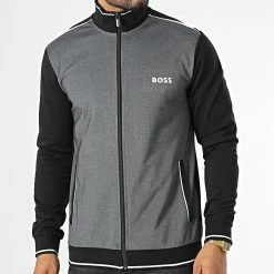 Budget 🥰 Veste Zippée 50480554 Gris Anthracite Noir de BOSS ✔️