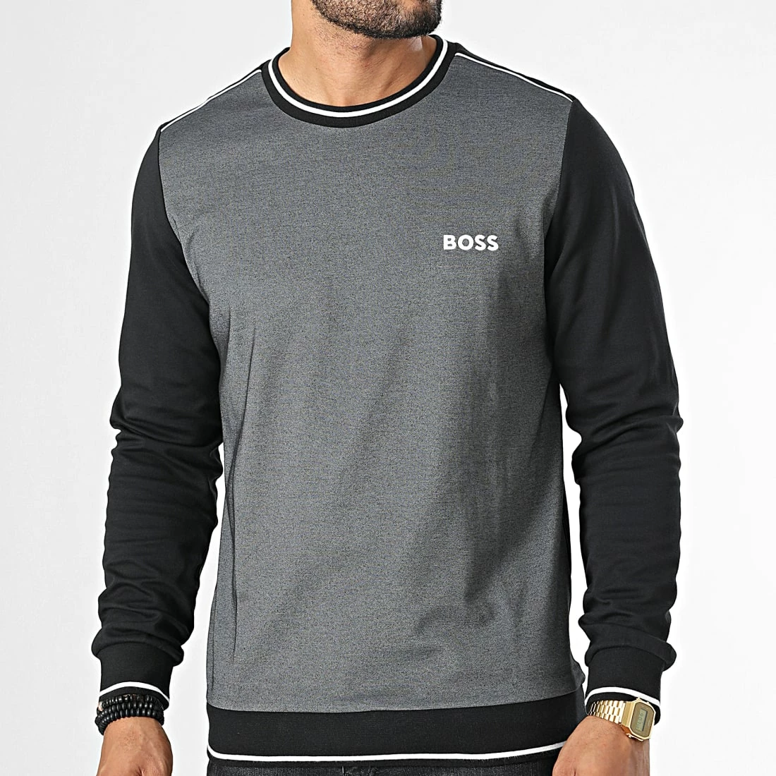 Meilleure affaire 🎉 Sweat Crewneck 50480555 Gris Anthracite Noir de BOSS 👍