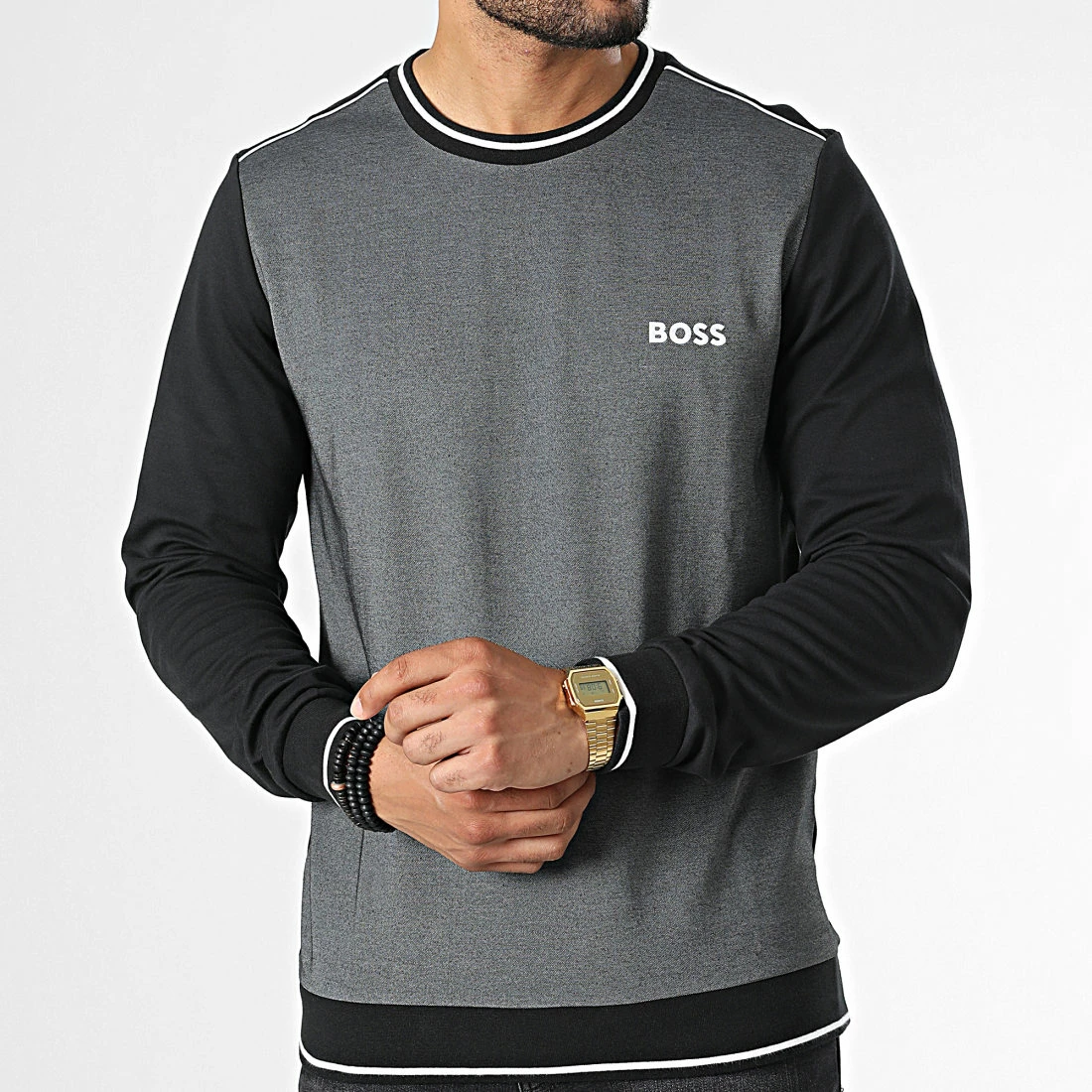 Meilleure affaire 🎉 Sweat Crewneck 50480555 Gris Anthracite Noir de BOSS 👍 – Image 3