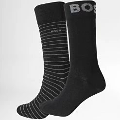 Sortie ⌛ Lot De 2 Paires De Chaussettes 50467722 Noir de BOSS ✔️