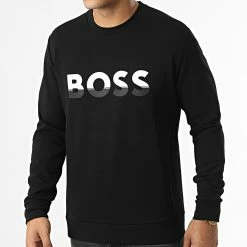 Tout neuf ⌛ Sweat Crewneck 50477043 Noir de BOSS 🧨