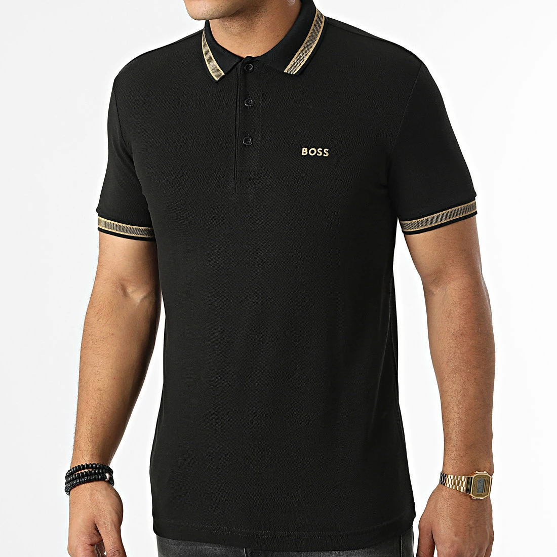 Tout neuf ❤️ Polo Manches Courtes 50468983 Noir de BOSS 👍