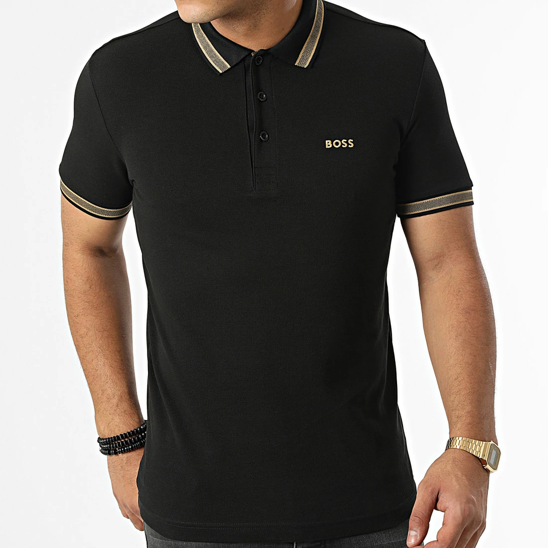 Tout neuf ❤️ Polo Manches Courtes 50468983 Noir de BOSS 👍 – Image 3