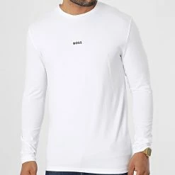 Budget ⌛ Tee 👚 Shirt Manches Longues Chark 50473286 Blanc de BOSS 🔔