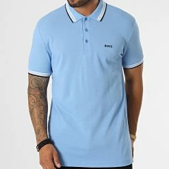 Meilleure affaire 👍 Polo Manches Courtes 50468983 Bleu Clair de BOSS 🎉