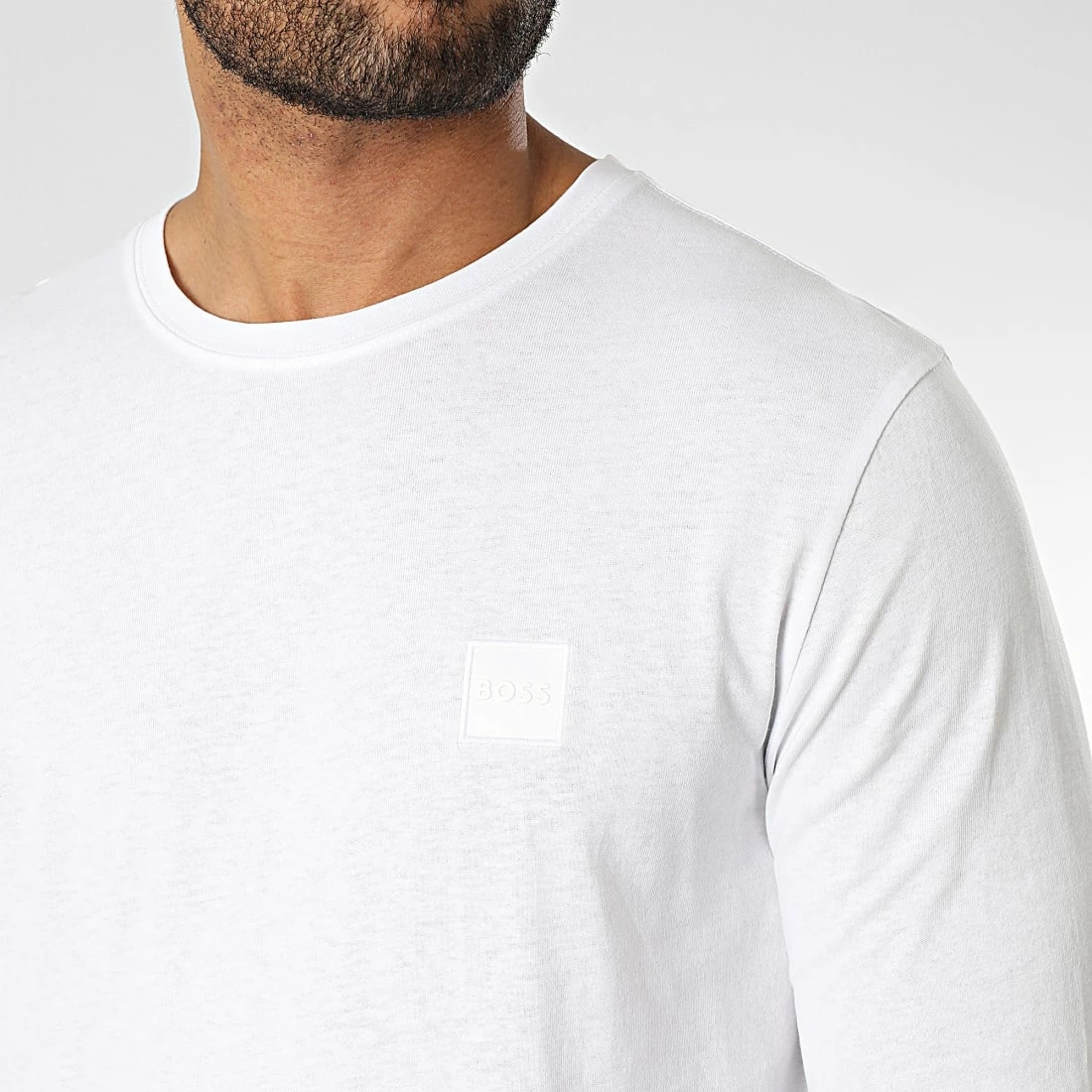 Bon marché 💯 Tee 👚 Shirt Manches Longues Tacks 50476192 Blanc de BOSS ✔️ – Image 2