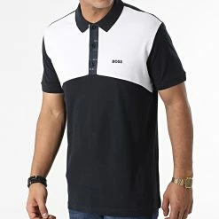 Acheter 🧨 Polo Manches Courtes 50476933 Bleu Marine Blanc de BOSS 🔥