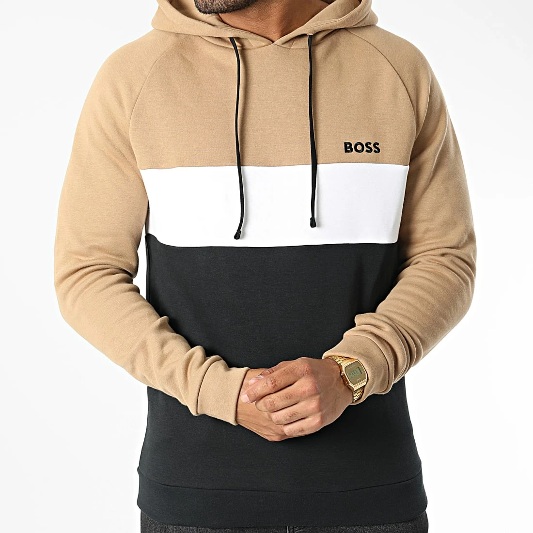 Promo ✔️ Sweat Capuche 50480672 Camel Bleu Marine de BOSS ✨ – Image 3