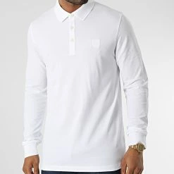 Offres 🧨 Polo Manches Longues 50472681 Blanc de BOSS ⌛