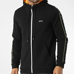Acheter 🔔 Sweat Zippé Capuche A Bandes 50477042 Noir de BOSS 🧨