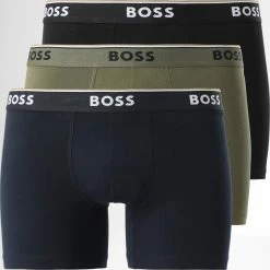 Coupon 😀 Lot De 3 Boxers 50479121 Bleu Marine Noir Vert Kaki de BOSS ⌛