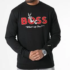 Meilleure vente 🛒 Sweat Crewneck Looney Tunes 50486310 Noir de BOSS 🌟