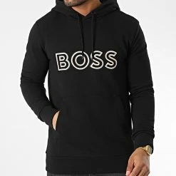 Meilleur prix 🎉 Sweat Capuche 50476769 Noir de BOSS ⌛
