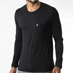 Meilleure vente 💯 Tee 👕 Shirt Manches Longues RN Thermal 50483596 Noir de BOSS ✔️