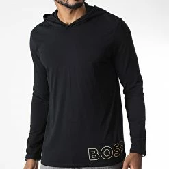 De gros 🛒 Tee 👕 Shirt Manches Longues Capuche 50481200 Noir de BOSS ✔️