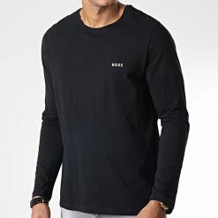 Bon marché 🥰 Tee 👕 Shirt Manches Longues 50480541 Noir de BOSS ✔️