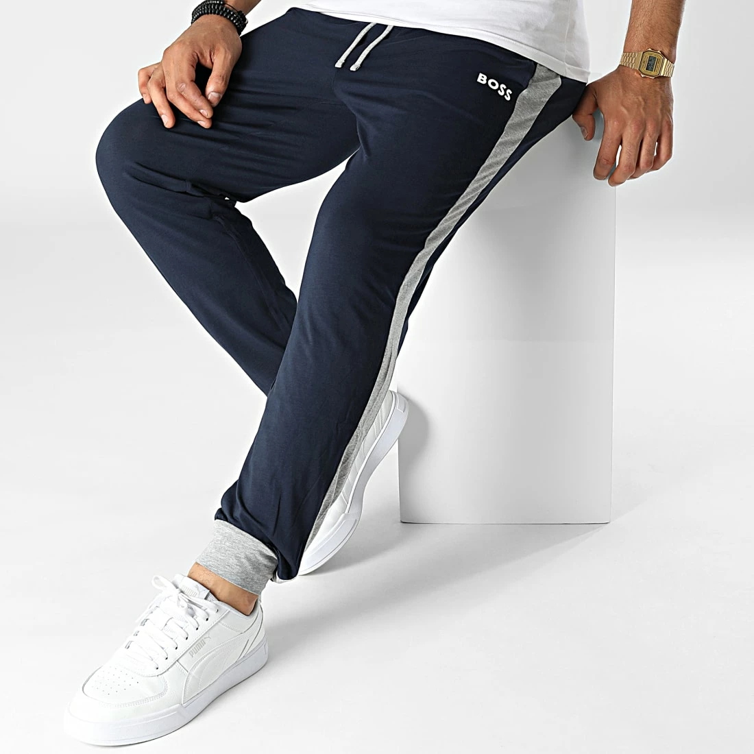 Offres 🎉 Pantalon Jogging A Bandes Balance 50485719 Bleu Marine de BOSS ⌛ – Image 3