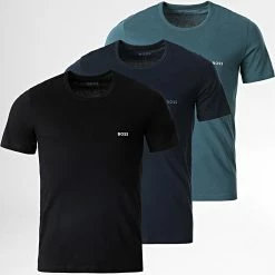 Acheter 🔔 Lot De 3 Tee 👕 Shirts 50475286 Noir Bleu Marine de BOSS 🔔