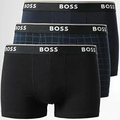 Offres ⭐ Lot De 3 Boxers 50483639 Noir Bleu Marine de BOSS 🧨