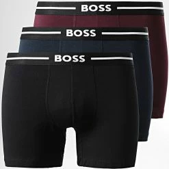 Nouveau 🧨 Lot De 3 Boxers 50483645 Noir Bleu Marine Bordeaux de BOSS ✔️