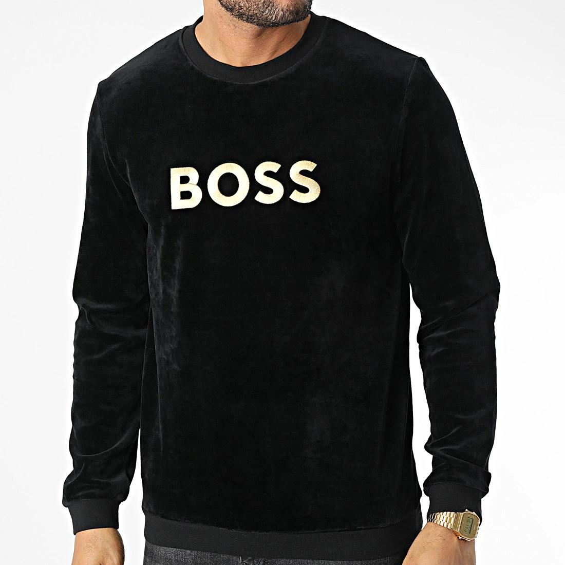 Meilleure vente 💯 Sweat Crewneck Velours 50485863 Noir de BOSS ⭐ – Image 3
