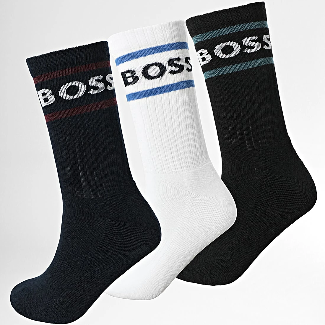 Meilleur prix 👍 Lot De 3 Paires De Chaussettes 50469371 Noir Blanc Bleu Marine de BOSS 🥰