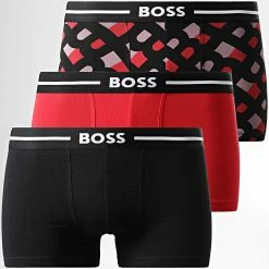 Meilleur prix ⌛ Lot De 3 Boxers 50488296 Noir de BOSS 💯