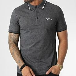 Meilleur prix 🎁 Polo Manches Courtes 50469094 Gris Anthracite Chiné de BOSS 😉