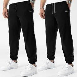 Vente flash ⌛ Lot De 2 Pantalons Jogging Mix And Match 50469538 50473000 Noir Doré Argenté de BOSS 🌟