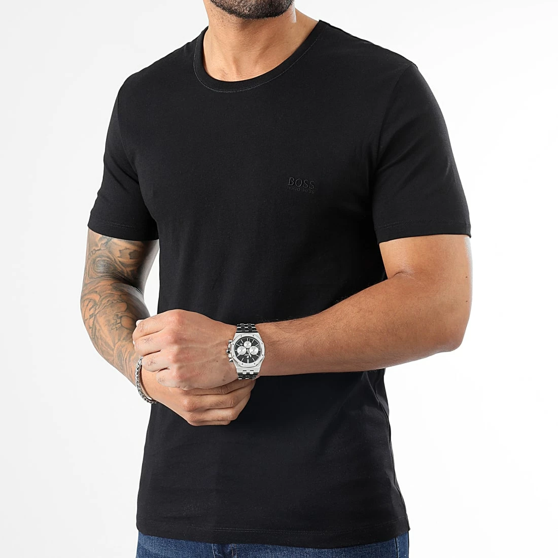 Meilleure vente 🎁 Lot De 6 Tee 👚 Shirts 50325388 Noir Blanc Gris Chiné de BOSS 😍 – Image 4