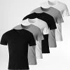 Meilleure vente 🎁 Lot De 6 Tee 👚 Shirts 50325388 Noir Blanc Gris Chiné de BOSS 😍