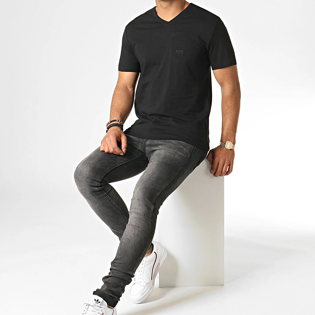 Meilleure affaire 🥰 Lot De 3 Tee 👚 Shirts Col V 50325389 Noir de BOSS 😉 – Image 3