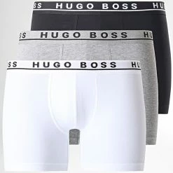 Bon marché 👏 Lot De 3 Boxers 50325404 Gris Chiné Blanc Noir de BOSS ✨